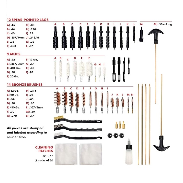 Universal Rifle Cleaning Kit with Brass Accessories